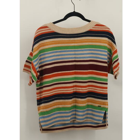 Tommy Hilfiger Women's Striped Sweater Round Neck Short Sleeve Size M Multicolor - Picture 1 of 4